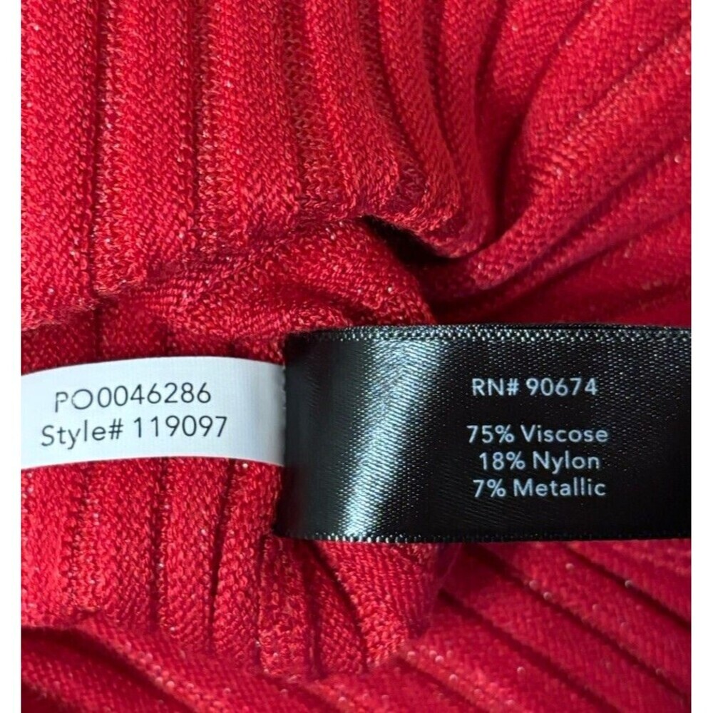 Boston Proper Rhinestone Embellished Mesh Illusion Sweater Women’s, Small, Red - Picture 5 of 10